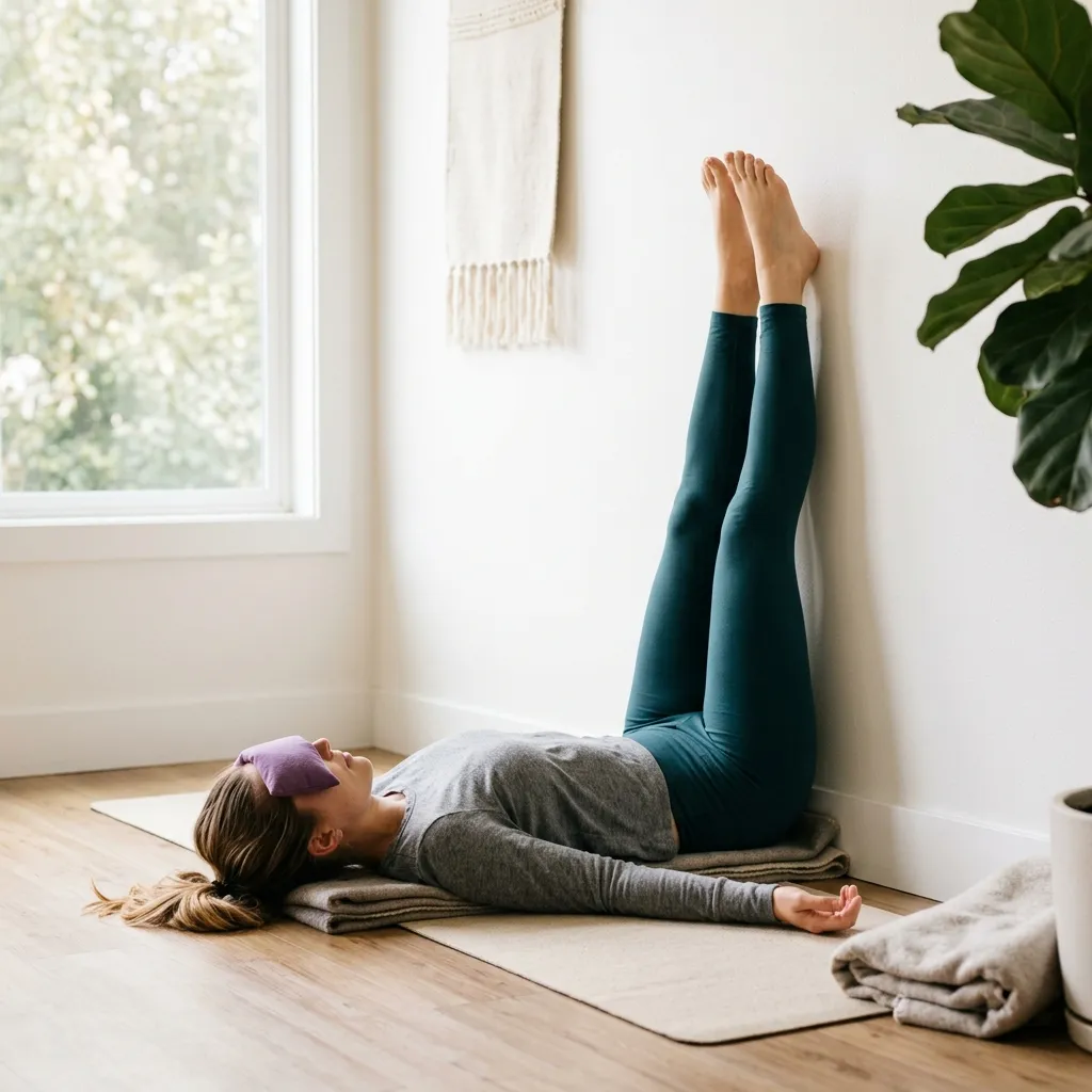 Person resting on their back with the legs supported up against a wall